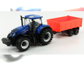 NEW HOLLAND T7.315 Tractor + Tipping Trailer, Blue Red