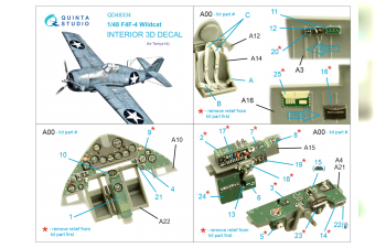 3D Декаль интерьера кабины F4F-4 Wildcat (Tamiya)