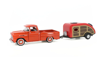 CHEVROLET Apache Pick-up With Trailer Roulotte (1958), Dark Orange