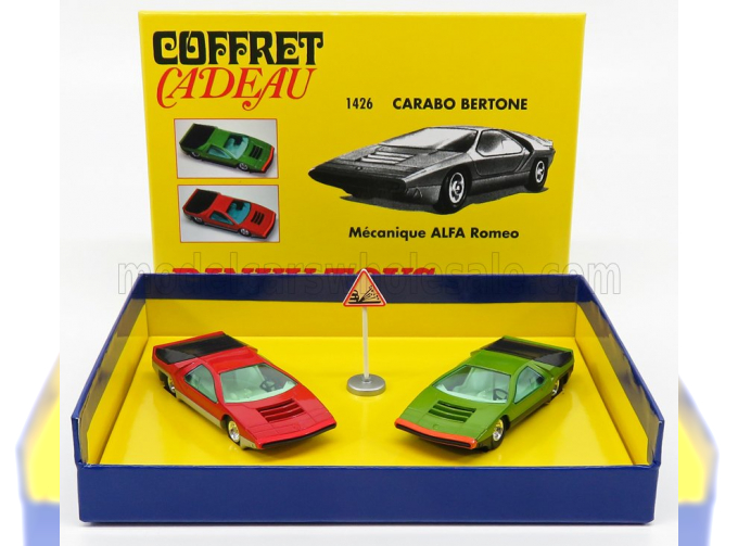 ALFA ROMEO Set 2x 33 Carabo Bertone 1968 - Coffret Box, Green Red