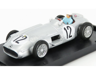 MERCEDES BENZ F1 W196 №12 Winner British Gp (1955) S.Moss - 1st F1 Victory - With Driver Figure, Silver