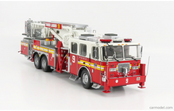 SEAGRAVE Truck Tower Ladder 9 Scala Fire Dept. City Of New York - Vigili Del Fuoco - Fire Engine - 55cm, Red White