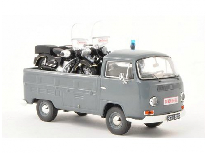 VOLKSWAGEN T2a Gendamerie пикап с двумя мотоциклами Puch SG250 (1970), grey