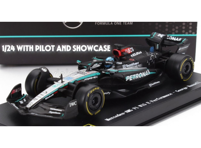 MERCEDES-BENZ GP F1 W15 Eq Performance Team Amg Petronas Motorsport №63 Season (2024) George Russell - With Pilot And Showcase, Black Silver Green