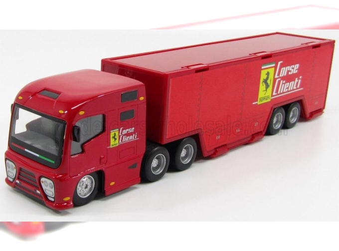 FERRARI Truck F1 Car Transporter Team Ferrari Corse Clienti With Set 599xx Racing N3 (2011) + Figure Service Mobile Mechanic, Red