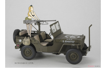 Сборная модель JEEP Willys Mb U.s 1/4 Ton 4x4 Military Utility Truck Machine Gun With Blond Girl Figure 1942