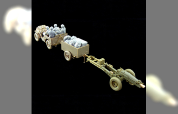 Сборная модель British Airborne 75mm Pack Howitzer & 1/4 Ton Truck w/Trailer