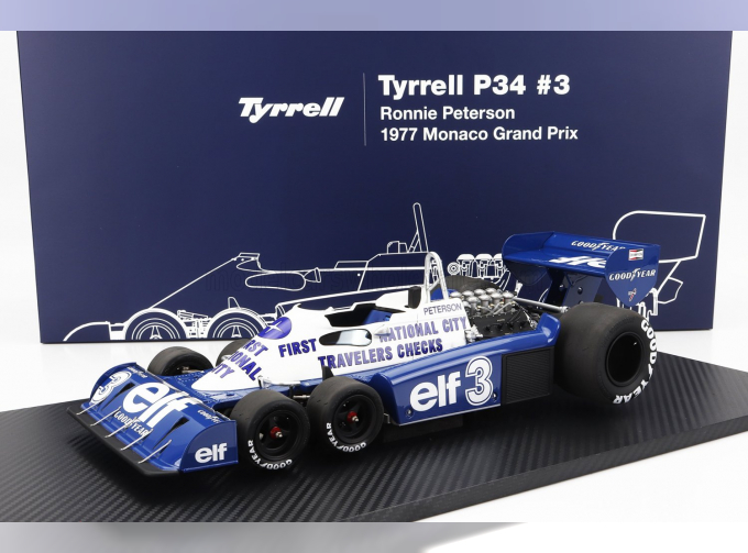 TYRRELL F1 P34 Elf 6 Wheeler №3 Monaco Gp (1977) R.Peterson, Blue Yellow