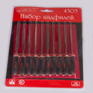Набор надфилей с ручками, 10 шт., блистер + чехол