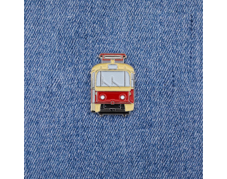Значок "TATRA T3", красный / бежевый