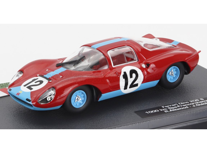 FERRARI Dino 206s Coupe Team Maranello Concessionaires №12 1000km Spa (1966) Richard Attwood - Jean Guichet,  red / blue