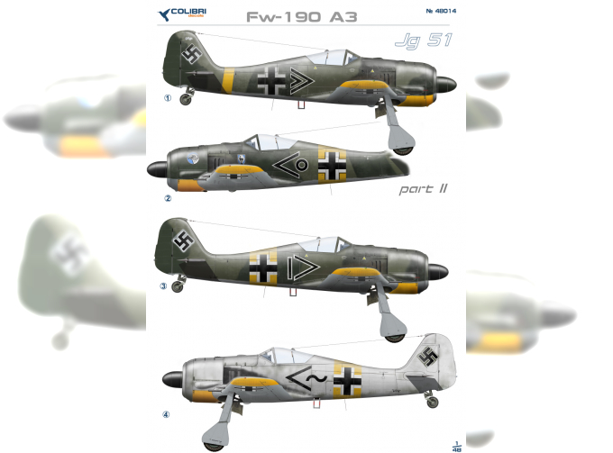 Декаль для Fw-190 A3 JG 51 part II