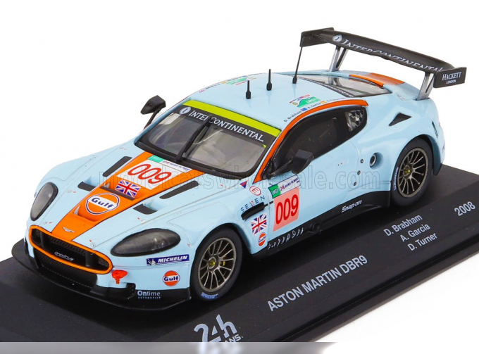 ASTON MARTIN Dbr9 Amr 6.0l V12 Team Aston Martin №009 Winner Lmgt1 Class 24h Le Mans (2008) David Brabham - Antonio Garcia - Darren Turner, Light Blue Orange