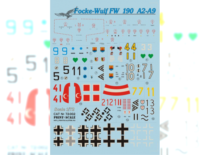 FW 190А2-А9 А complete set decals. Wet decal