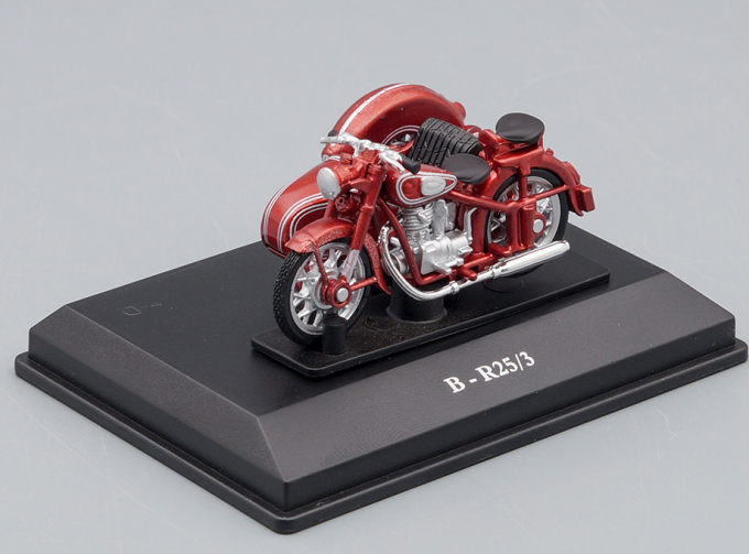 BMW R25/3 motorcycle with sidecar, red-burgundy