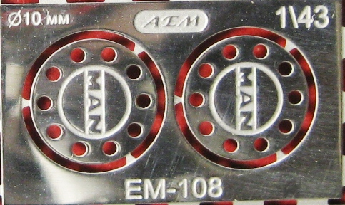 Фототравление Колпаки передних колес MAN, блестящий никель