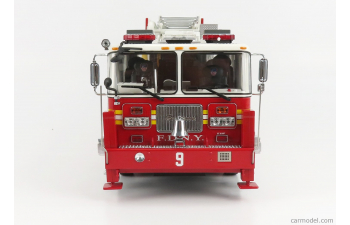 SEAGRAVE Truck Tower Ladder 9 Scala Fire Dept. City Of New York - Vigili Del Fuoco - Fire Engine - 55cm, Red White