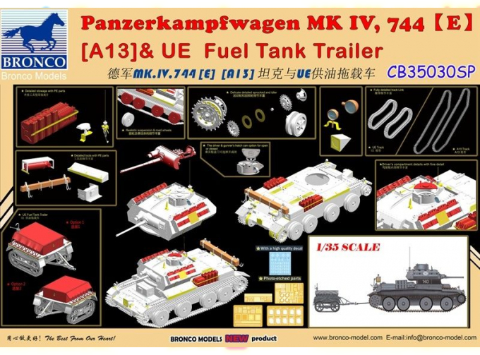 Сборная модель Panzerkampfwagen Mk.IV 744(E) (A13) & UE Fuel Tank Trailer