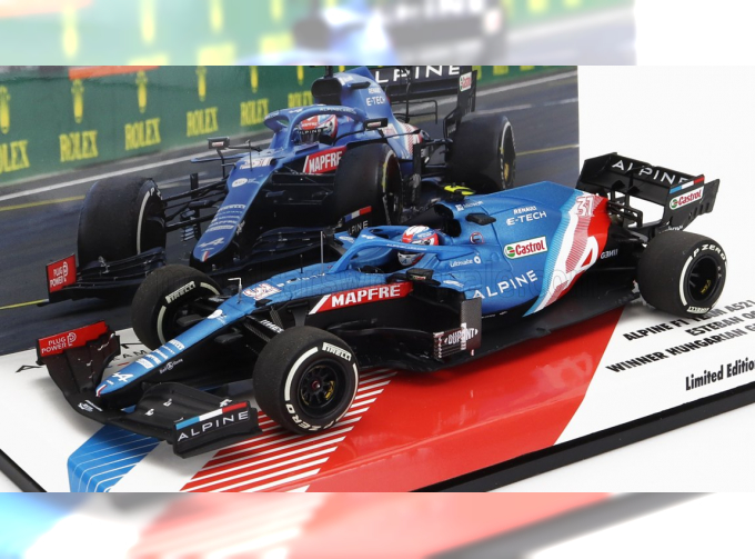 RENAULT F1 A521 Renault E-tech 20b Team Alpine №31 Winner Hungary Gp (2021) Esteban Ocon, Blue Met Red White