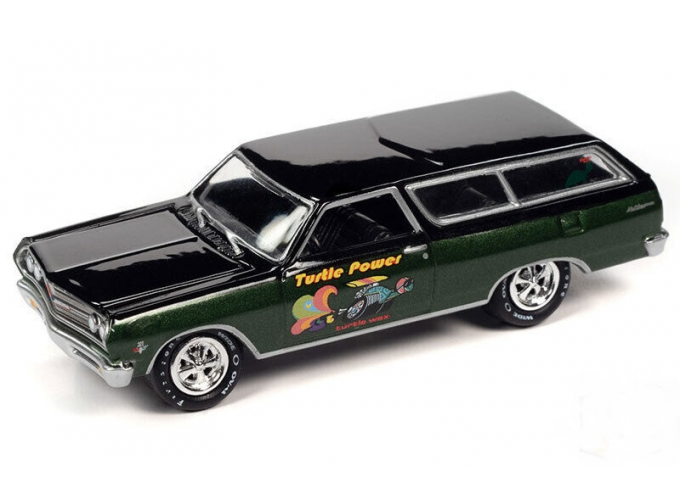 CHEVROLET Chevelle Wagon (1965) Turtle Wax, green metallic lower with gloss black upper & Turtle Wax Graphics