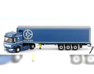 RENAULT Premium DXI с полуприцепом Becker Halbkasten 2012, blue