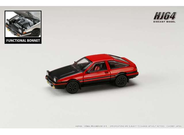 Toyota Sprinter Trueno GT APEX (AE86) JDM Style with Carbon Bonnet, red / black