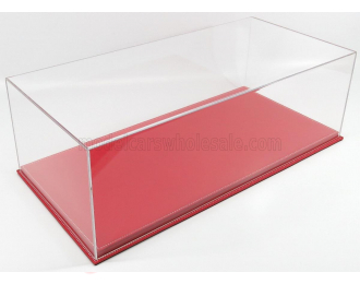 VETRINA DISPLAY BOX Molhouse Base In Pelle Rossa - Leather Base Red - Lungh.lenght Cm 65.0 X Largh.width Cm 31.0 X Alt.height Cm 21.5 (altezza Interna Cm 19.0), Red - Plastic Display