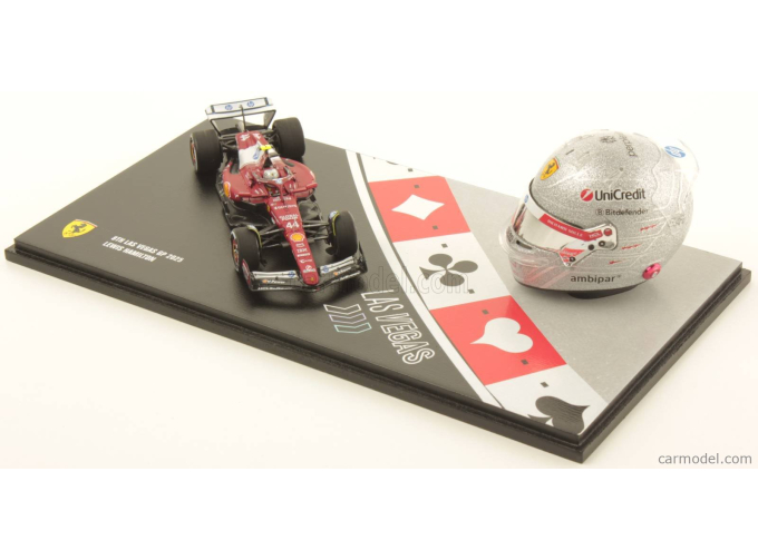SET FERRARI F1  SF-25 TEAM FERRARI HP SF25 + 1/5 SCALE CASCO HELMET N 44 LAS VEGAS GP 2025 LEWIS HAMILTON