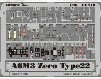 Цветное фототравление для A6M3 Zero type 22