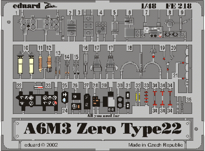 Цветное фототравление для A6M3 Zero type 22