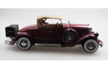 Pierce Arrow Model B Roadster top up (1930), dark red