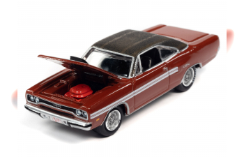 PLYMOUTH GTX (1970), Burnt Orange / Gator Grain Chocolate Brown Roof/ Dual Side Stripes (оранжевый с коричневым)