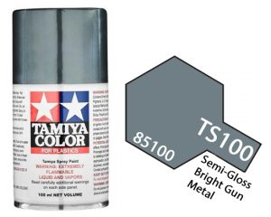 Краска спрей яркий металлический полуглянцевый TS-100 Bright Gun Metal (в баллоне), 100 мл.