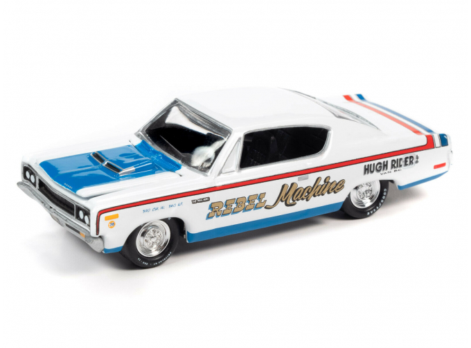 AMC Rebel Machine Frost, White with Blue and Red Stripes "Rebel Machine" 1970