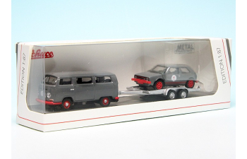 VOLKSWAGEN T2 Minibus (1962) With Trailer + Golf Gti Mki №1 Racing (1976), Grey Red