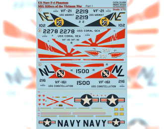 Декаль US NAVY F-4 Phantom Mig Killers Part 1