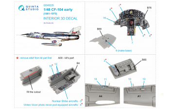 3D Декаль интерьера кабины CF-104 Early (Kinetic)