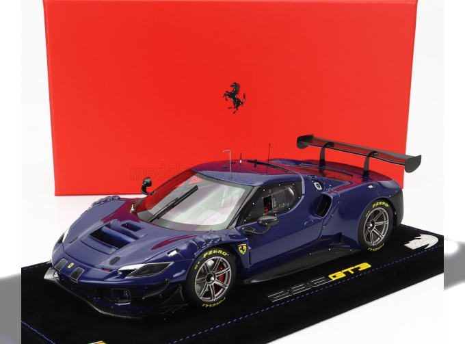 FERRARI 296 Gt3 Evo 3.9l Turbo V8 N 0 (2022) - Con Vetrina - With Showcase, Blu Elettrico - Blue Met