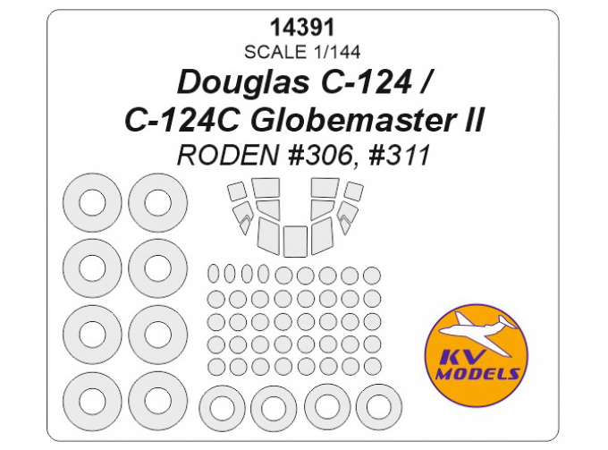 Douglas C-124 / C-124C Globemaster II (RODEN #306, #311) + маски на диски и колеса, и окна грузовой кабины