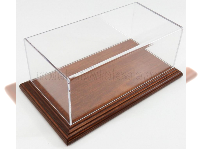 VETRINA DISPLAY BOX Aichi Base In Legno - Wood Mahogany Base - Lungh.lenght Cm 23 X Largh.width Cm 12 X Alt.height Cm 8.5 (altezza Interna 8.0 Cm ), Plastic Display