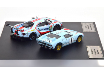 FORD Set 2x Gt Ford Ecoboost 3.5l Turbo V6 Team Ford Chip Ganassi Usa №69 5th Lmgte Pro Class 24h Le Mans (2019) R.Briscoe - S.Dixon - R.Westbrook + Gt40 Mk 7.0l V8 Team Shelby American Inc. №1 2nd (but Really Winner) 24h Le Mans (1966) K.Miles - D.Hulme, Light Blue Red