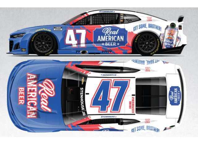 Chevrolet #47 RickyStenhouse Jr. *Real American Beer*, blue/white/red 2025