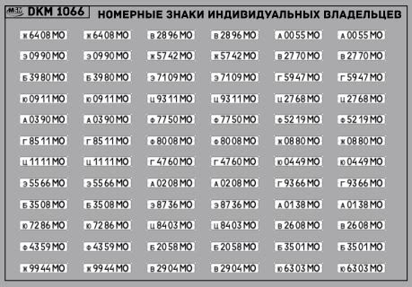 Декаль Номерные знаки индивидуальных владельцев Московская область (100х65)