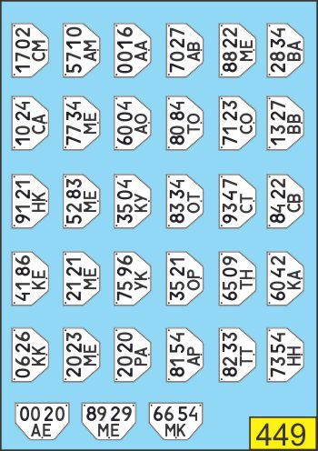 Декаль Номерные знаки трактор СССР