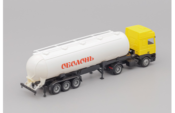 DAF 95 с полуприцепом цистерной "Оболонь", yellow / white / black