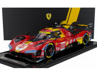 FERRARI 499p 3.0l Turbo V6 Team Ferrari Af Corse №50 Winner 24h Le Mans (2024) Antonio Fuoco - Miguel Molina - Nicklas Nielsen - Con Vetrina - With Showcase, Red Yellow Black