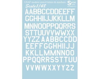 USAF modern stencil letters and numbers». White.The complete set 1,5 leaf. Wet decal