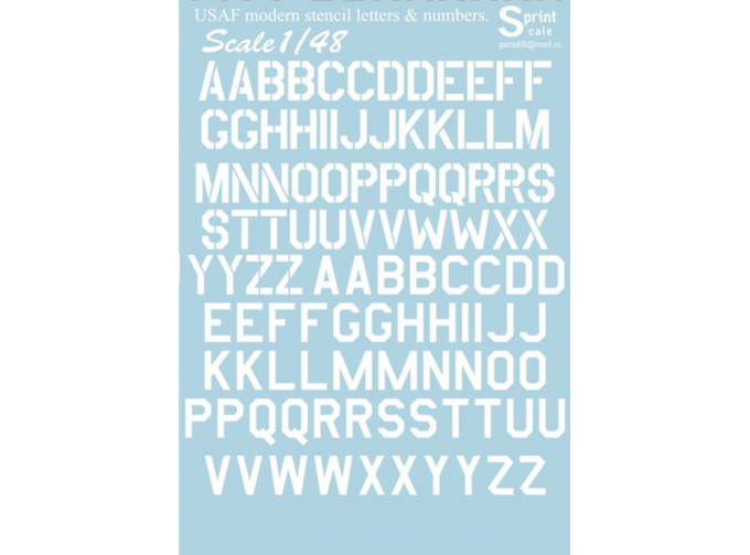 USAF modern stencil letters and numbers». White.The complete set 1,5 leaf. Wet decal