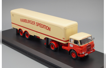 MAN 10.210 Truck Hamburger Spedition, beige / red