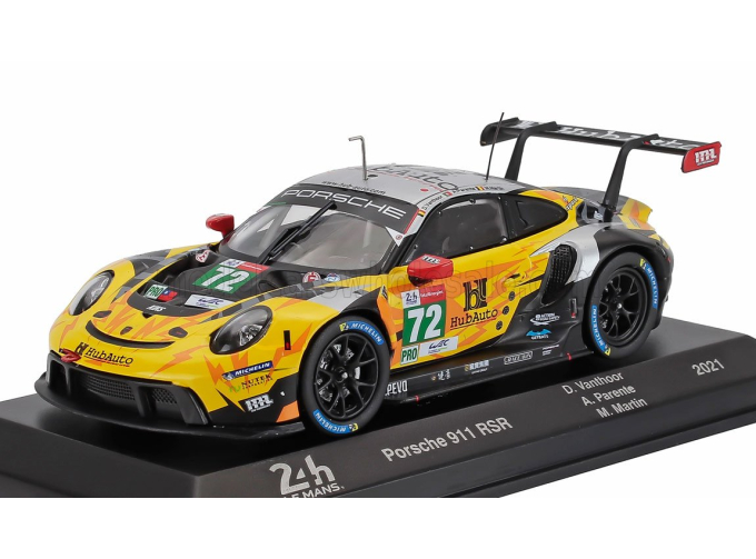 PORSCHE 911 991-2 4.2l Rsr-19 Team Hubauto Racing №72 24h Le Mans (2021) Maxime Martin - Alvaro Parente - Dries Vanthoor, Yellow Black Silver